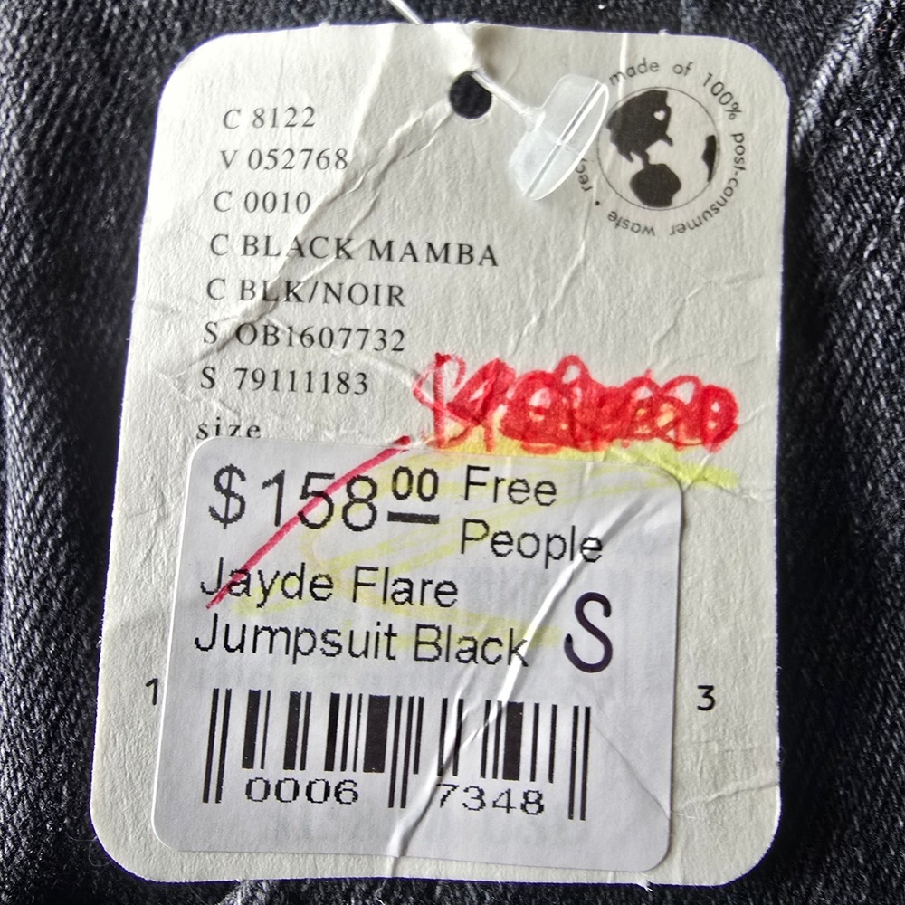 Free People SOLD OUT We The Free Jayde Flare Jumpsuit Black Mamba Denim S - Picture 13 of 13